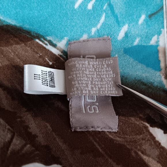 CHICO'S 2 Light Jacket Cute Buttons 12 LG Office Travel Leaves‎ Animal Turquoise - Picture 9 of 12